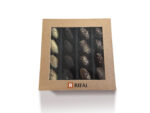 Chocolate-covered dates assortment filled with caramel, peanut butter, praline, and toffee